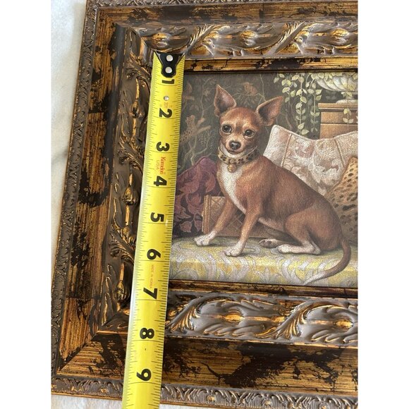 Pampered Chihuahua Dog Print NY Artist Elaine Vollherbst Matted Ornate Frame 13" - Picture 13 of 13